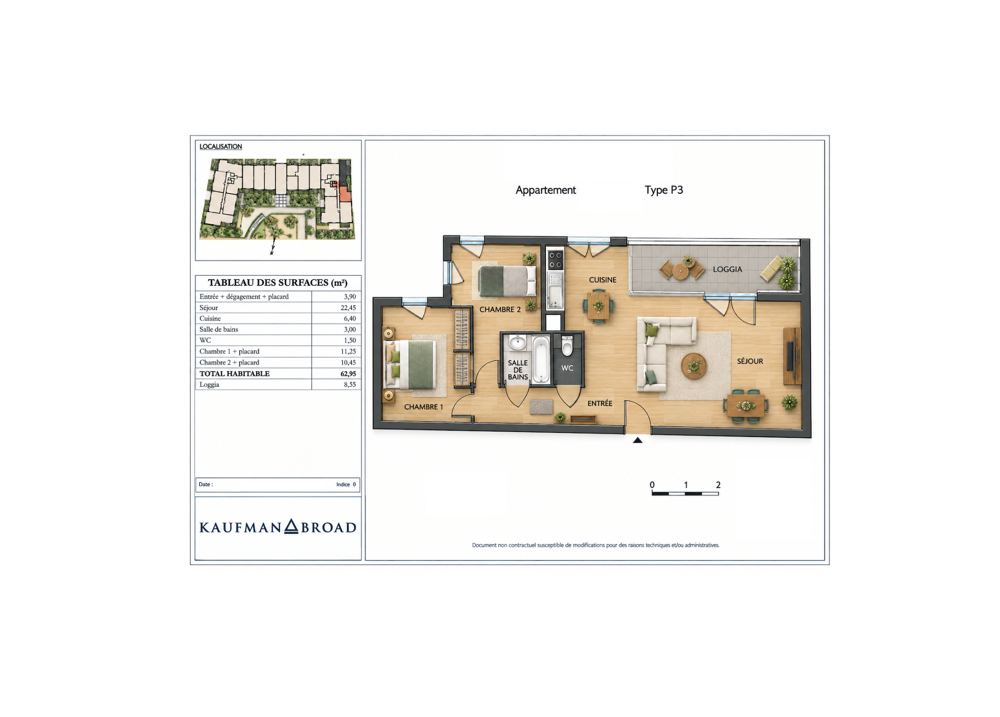 Vente Appartement MONTPELLIER (34000) - Appartement T3 de 63 m2 + Loggia 10 m2 Avignon