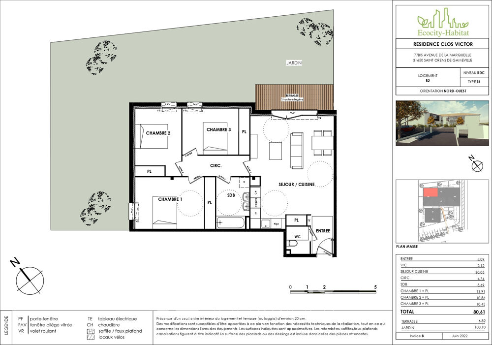 Vente Appartement Rsidence Clos Victor  St Orens de Gameville, Appartements 2, 3 et 4 pices avec terrasse, jardin, parkings St orens de gameville