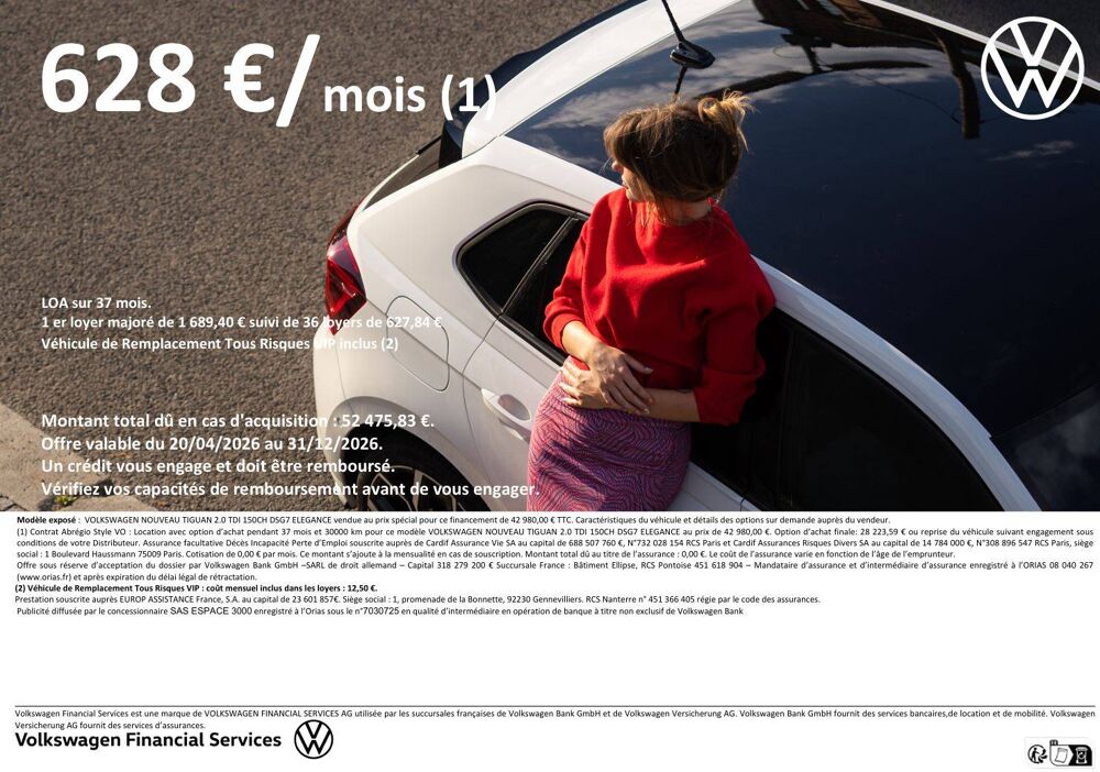 Tiguan 2.0 TDI 150ch DSG7 2025 occasion 25000 Besan&ccedil;on