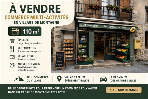 &Agrave; vendre   Commerce multi-activit&eacute;s en village de montagne 85000 30570 Val aigoual
