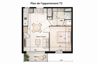  Appartement à vendre 2 pièces 43 m²