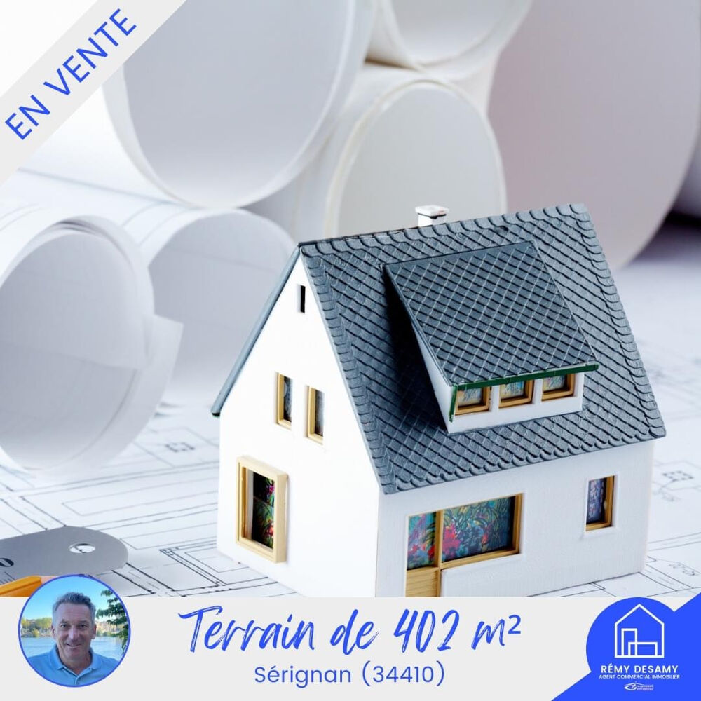 Vente Terrain 34410 SERIGNAN TERRAIN DE 402 M2 CONSTRUCTIBLE ET VIABILISE Serignan