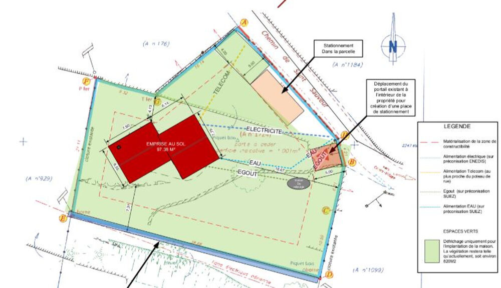 Vente Terrain Terrain de 1000 m2 constructible viabilisé avec permis de construire Camps la source