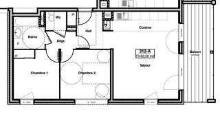  Appartement � louer 3 pi�ces 63 m�
