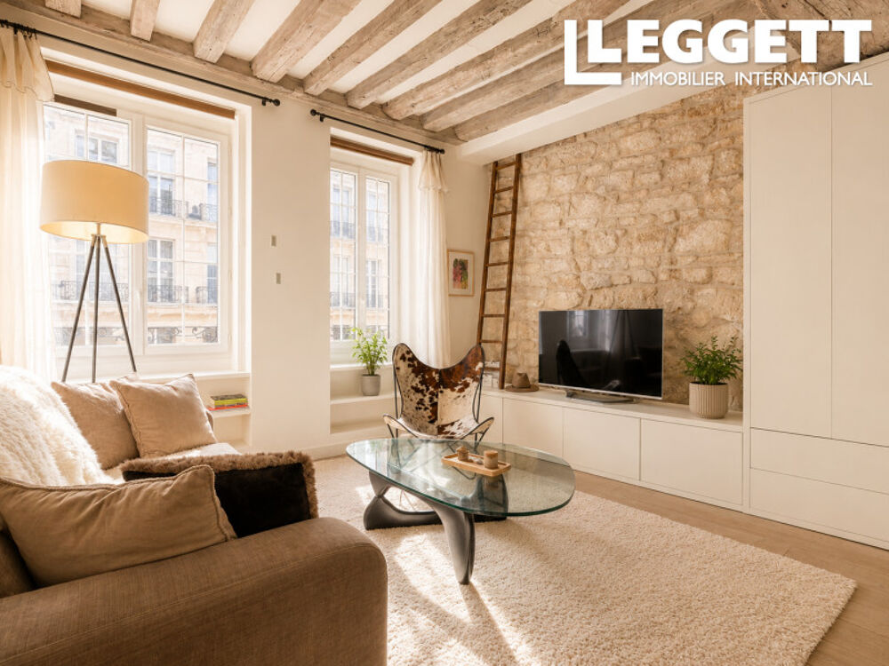 Vente Appartement Paris IV ? Île Saint-Louis ? Rue des Deux-Ponts ? Deux-pièces XVII? revisité par architecte, vendu meublé Paris 4