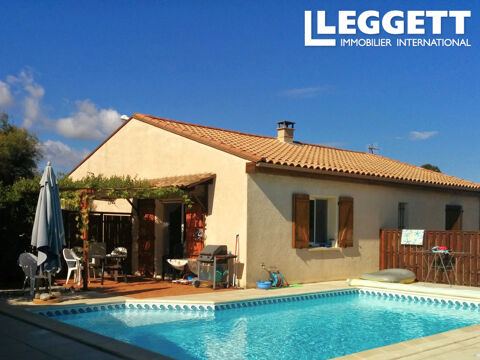 Charmante villa T4, 2 sde, avec jardin, garage, piscine chauffée de 8 x 4m et belles vues, village Minervois. 270000 Aigues-Vives (34210)