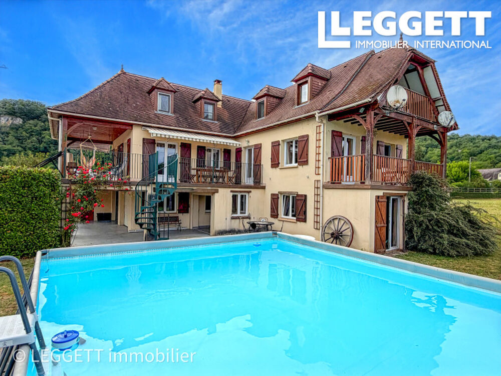 Dordogne et village à pied : grande maison avec piscine et appartement d?amis