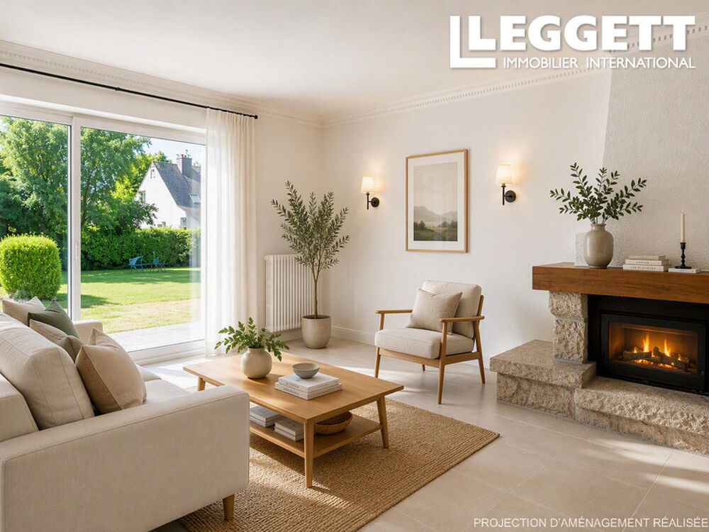 Maison de trois chambres avec terrain constructible dans le centre du village, près de Pontivy.