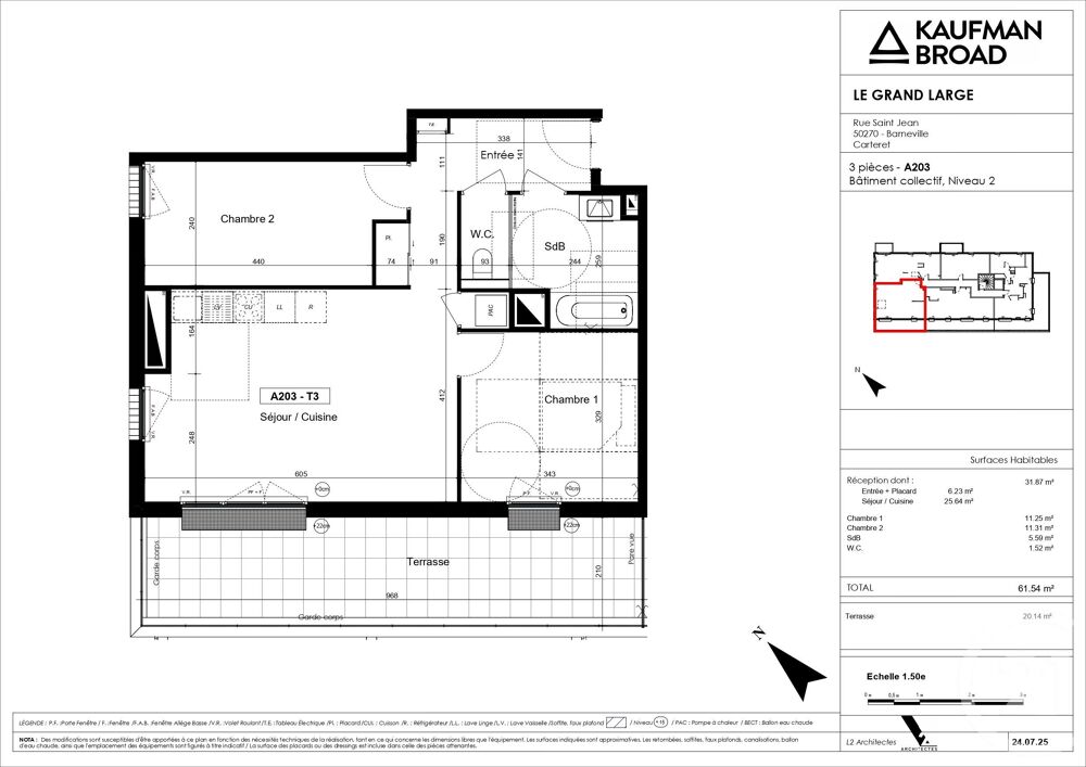 Appartement 3 pièces 61 m² · à Barneville Carteret · 61 m² · 262 000 €