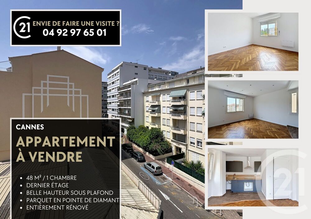 Idéalement situé à Cannes, cet appartement lumineux et c....