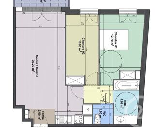  Appartement à vendre 3 pièces 60 m²