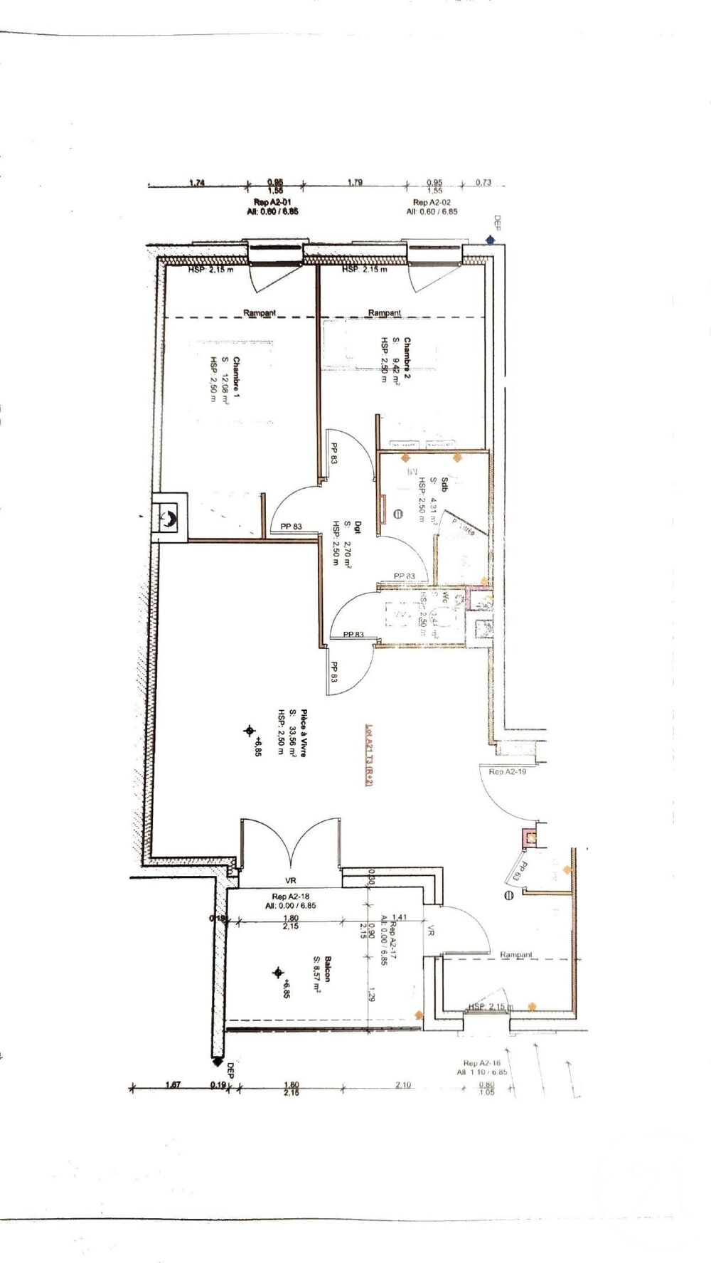 SEPTÈME APPARTEMENT T3 NEUF AVEC TERRASSE ET 2 STATIONN....