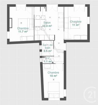  Appartement à louer 4 pièces 55 m²
