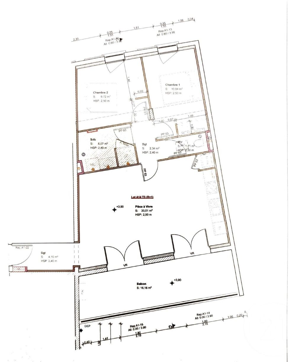 vente Appartement - 3 pièce(s) - 62 m² Septème (38780)