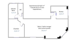 Appartement à vendre 3 pièces 56 m²