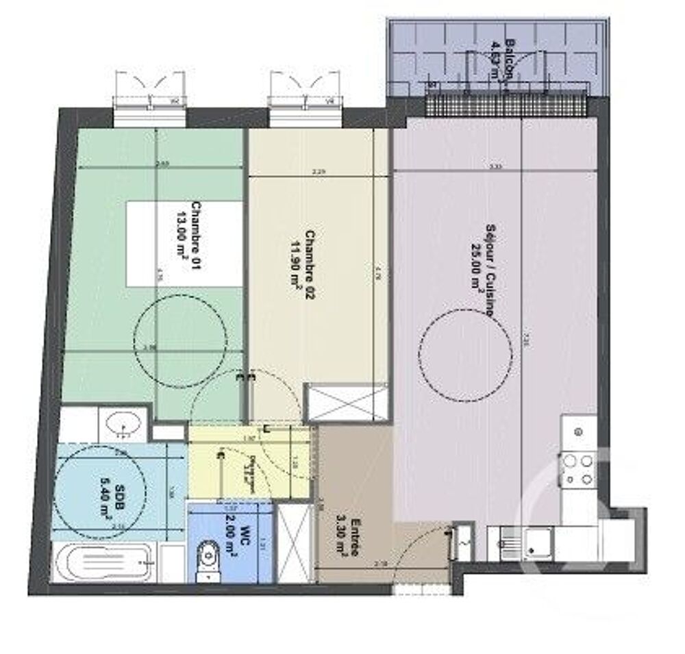 vente Appartement - 3 pièce(s) - 63 m² Thiais (94320)