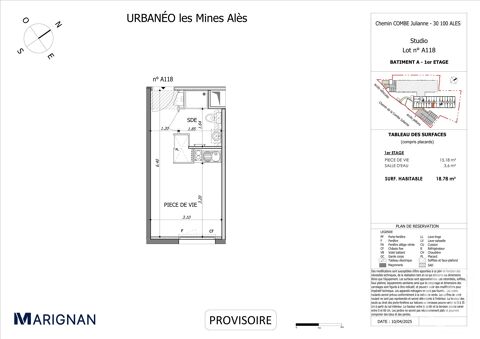   Vente Appartement Appartement - 1 pi�ce(s) - 18 m�