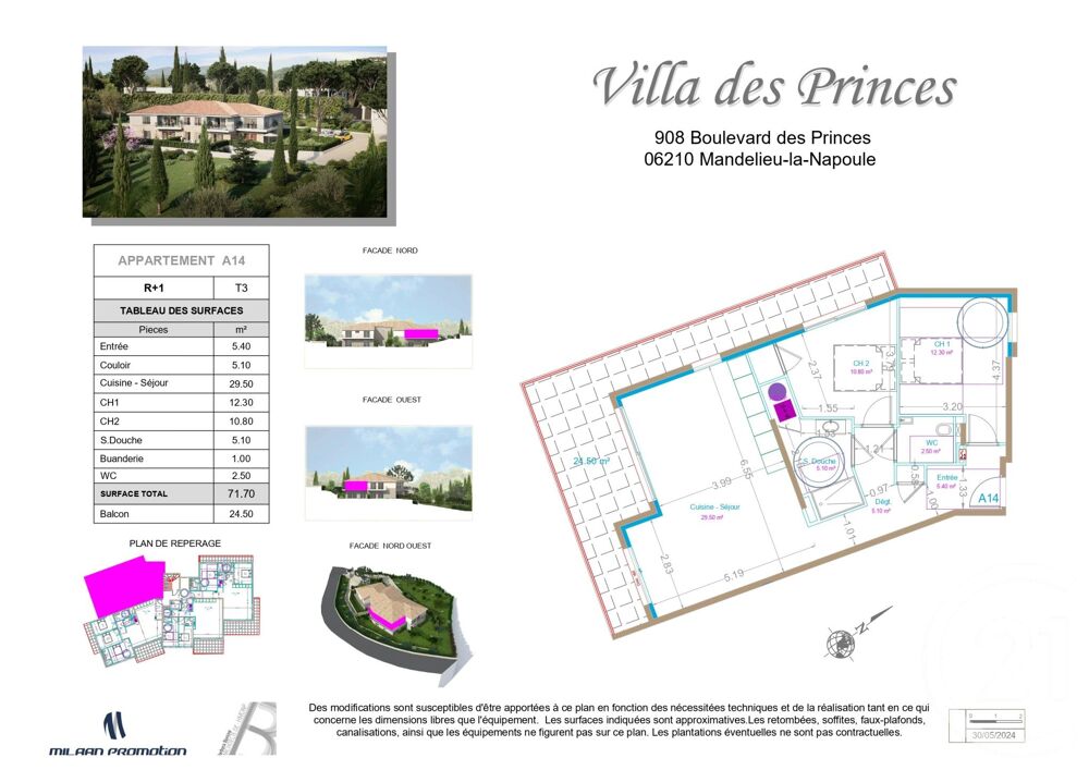 vente Appartement - 3 pièce(s) - 71 m² Mandelieu-la-Napoule (06210)