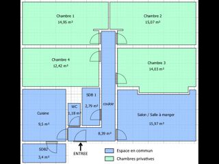  Colocation � louer 5 pi�ces 98 m�