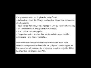  Colocation � louer 5 pi�ces 102 m�