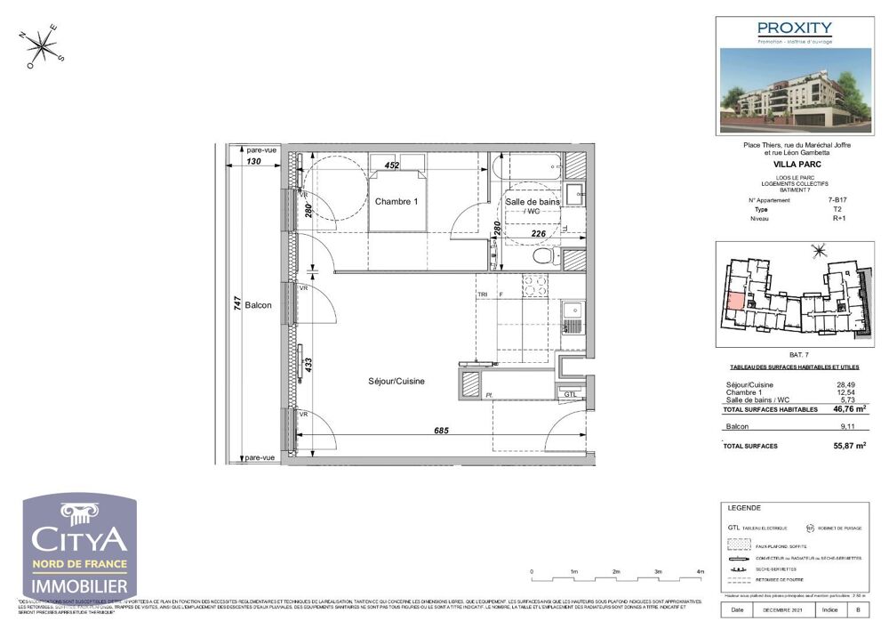Location Appartement T2 récent LOOS avec balcon et parking Loos