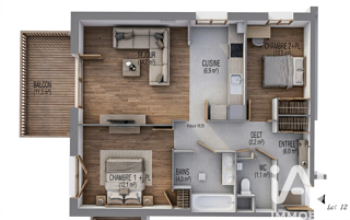  Appartement � vendre 3 pi�ces 65 m�