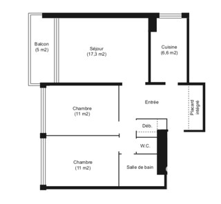  Appartement � vendre 3 pi�ces 63 m�