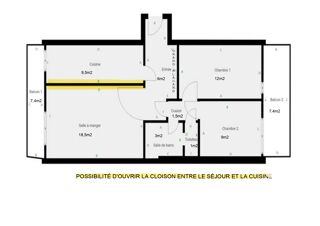  Appartement � vendre 3 pi�ces 63 m�