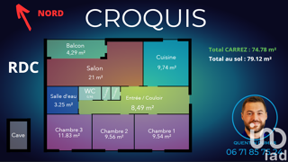  Appartement  vendre 4 pices 75 m