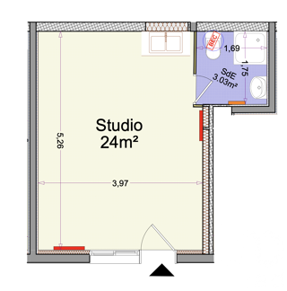  Appartement  vendre 1 pice 24 m