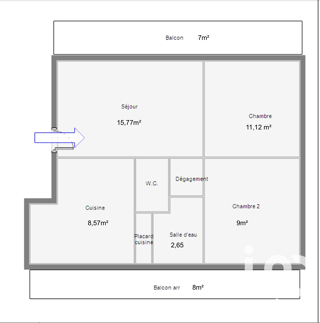  Appartement  vendre 4 pices 49 m