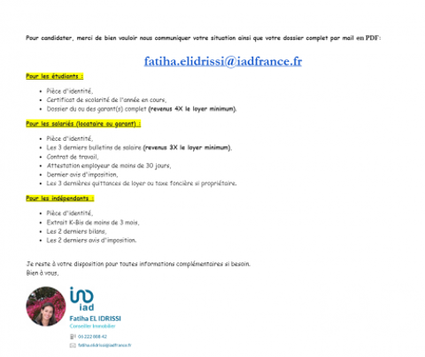  Appartement � louer 1 pi�ce 21 m�