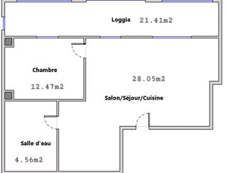  Appartement  vendre 2 pices 45 m