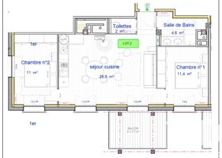  Appartement � vendre 3 pi�ces 55 m�