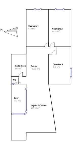  Appartement � vendre 4 pi�ces 64 m�