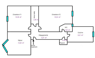  Appartement � vendre 3 pi�ces 49 m�