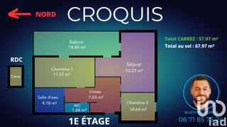  Appartement � vendre 3 pi�ces 58 m�