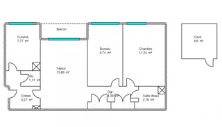  Appartement � vendre 3 pi�ces 57 m�