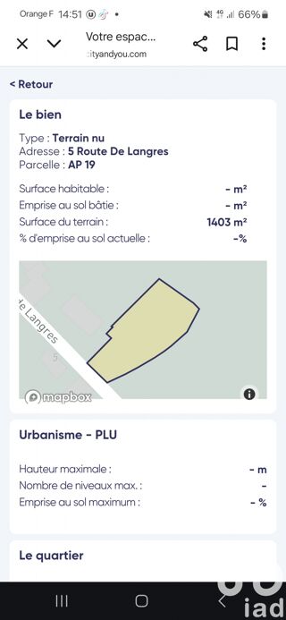  Terrain � vendre 1403 m�