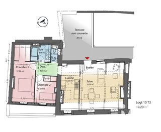  Appartement � vendre 3 pi�ces 69 m�