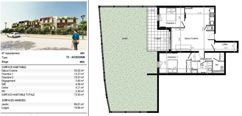  Appartement � louer 3 pi�ces 74 m�