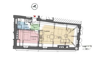  Appartement  vendre 2 pices 43 m