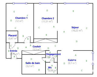  Appartement � vendre 3 pi�ces 60 m�