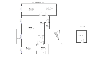  Appartement � vendre 3 pi�ces 57 m�