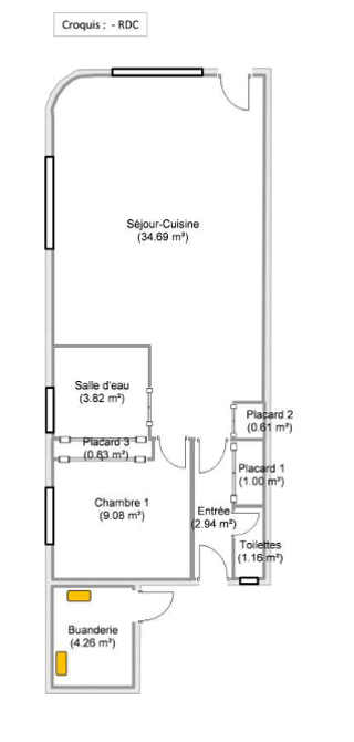  Appartement  vendre 2 pices 55 m