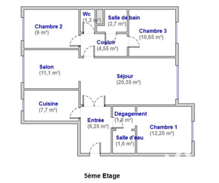  Appartement � vendre 5 pi�ces 89 m�