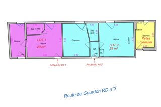  Appartement  vendre 3 pices 48 m