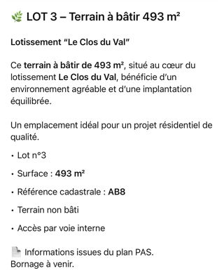  Terrain � vendre 493 m�