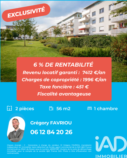   Vente Appartement 2 pi�ces Appartement - 2 pi�ce(s) - 56 m�