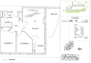  Appartement � vendre 3 pi�ces 56 m�